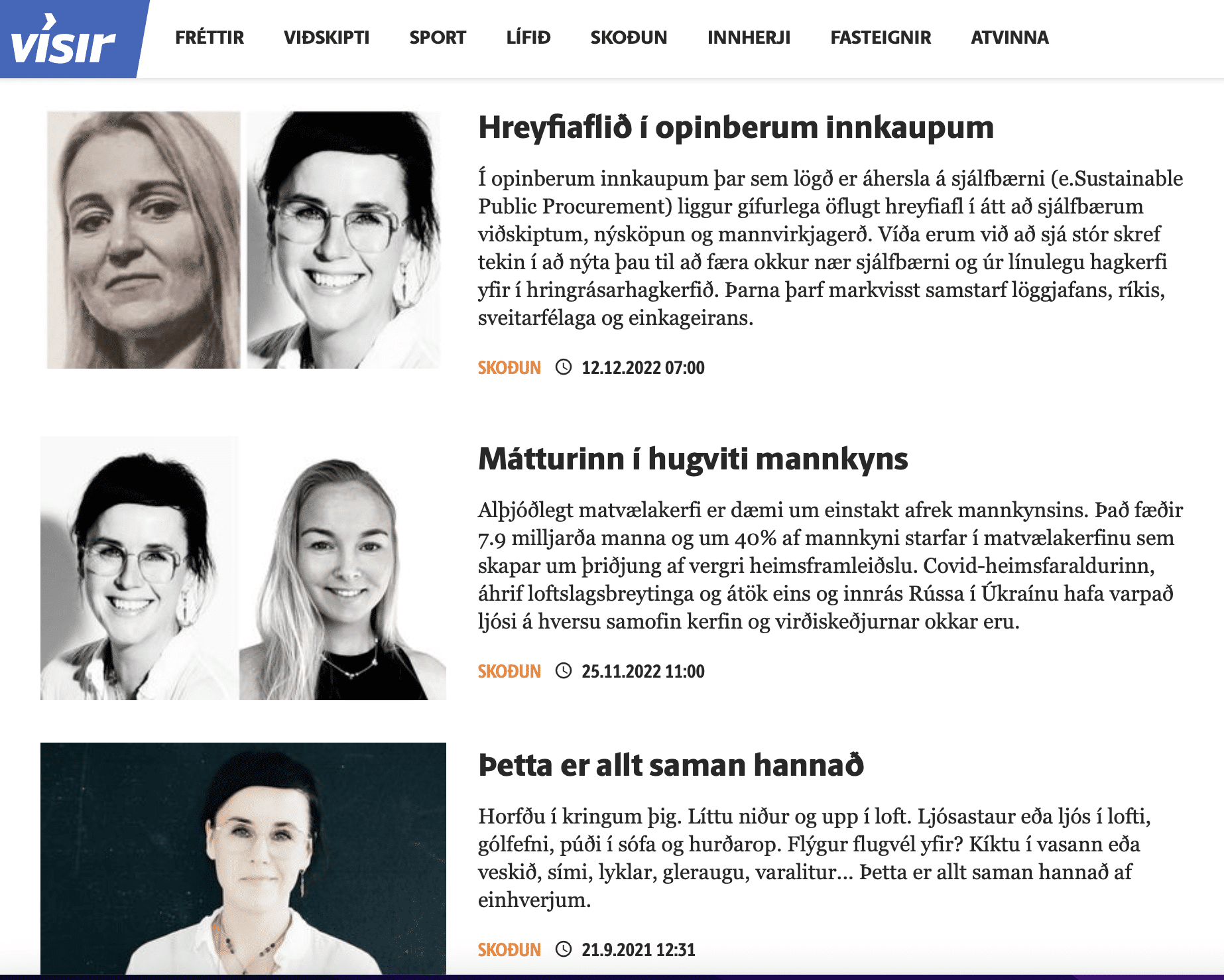 Collection of articles 2008-2023 on visir.is